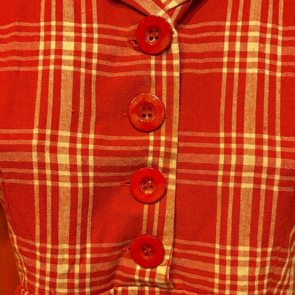 Lindy Bop Red Checkered Midi Dress - Picture 2 of 6